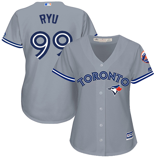 Blue Jays #99 Hyun-Jin Ryu Grey Road Women's Stitched MLB Jersey